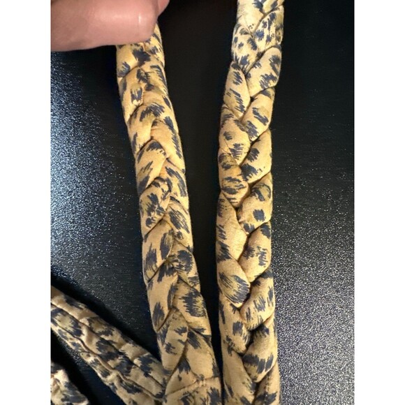 Naples Bag Co. Quilted Tote Bag Leopard Jungle Print Braided Handles 13x12x4 - Picture 7 of 10